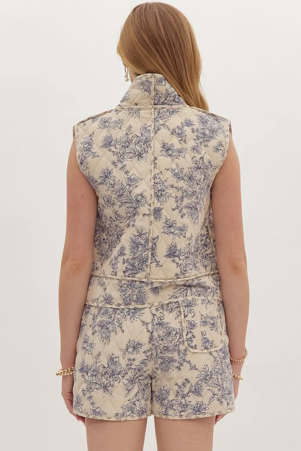 Floral Quilted Vest {Ecru}