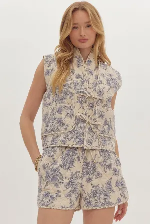 Floral Quilted Vest {Ecru}