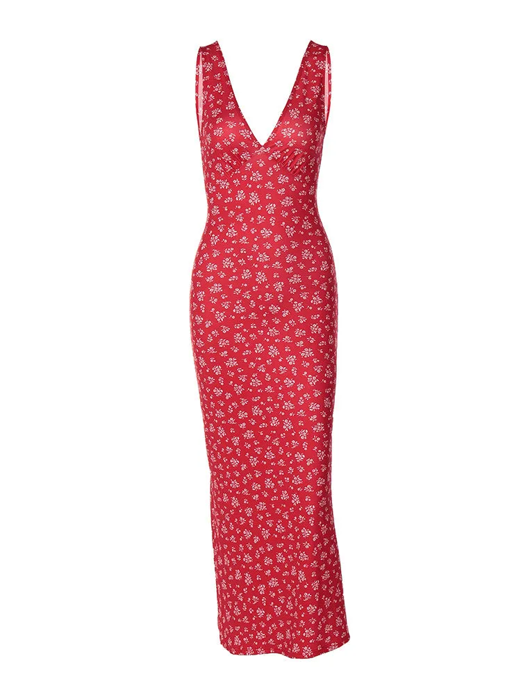 French Fashion Hot-Selling New Arrival Sexy DeepVAll-Matching Slim Fit Sweet Style Women's Floral Dress One Piece Dropshipping