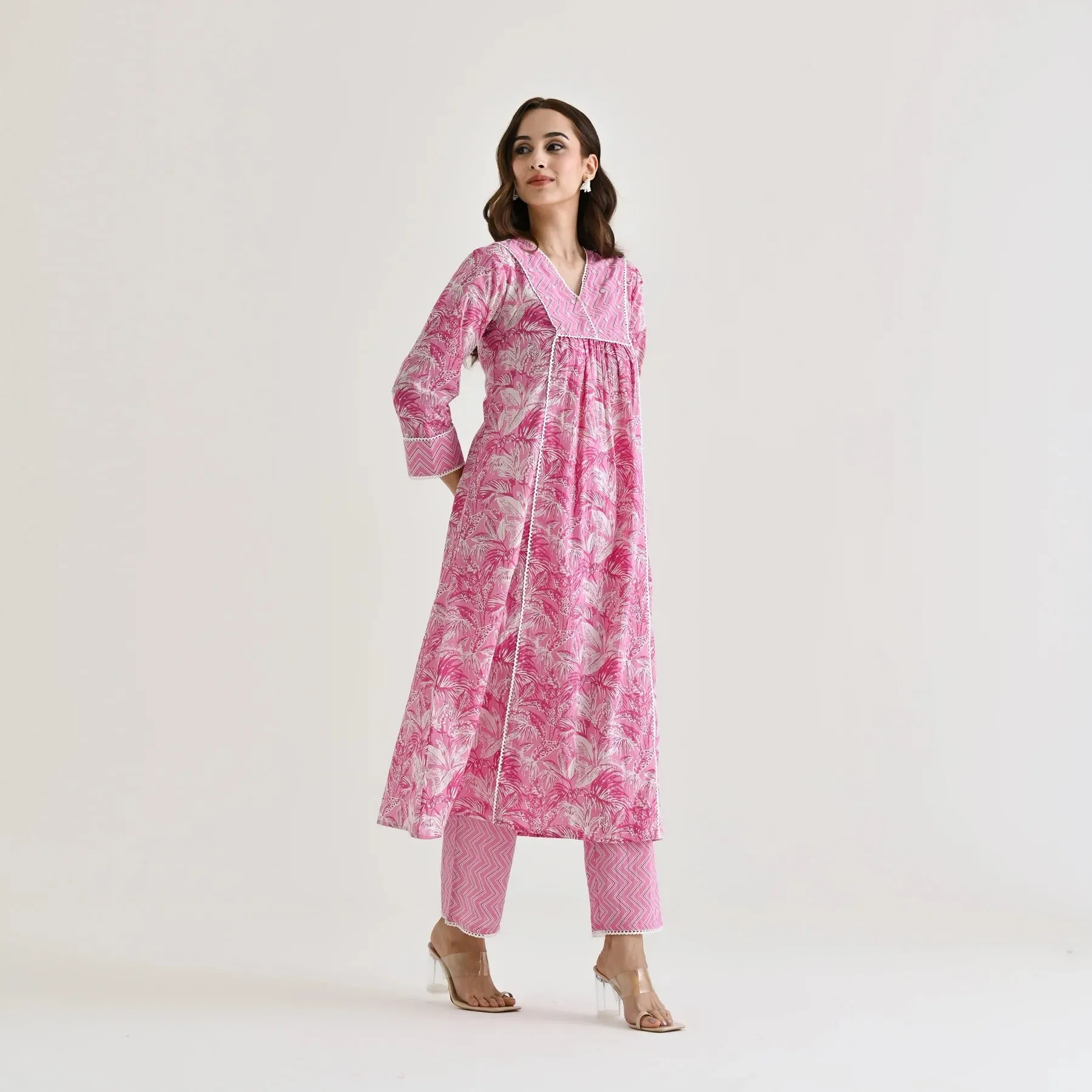 FRIFILL Elegant Printed Cotton Kurta Set for Women