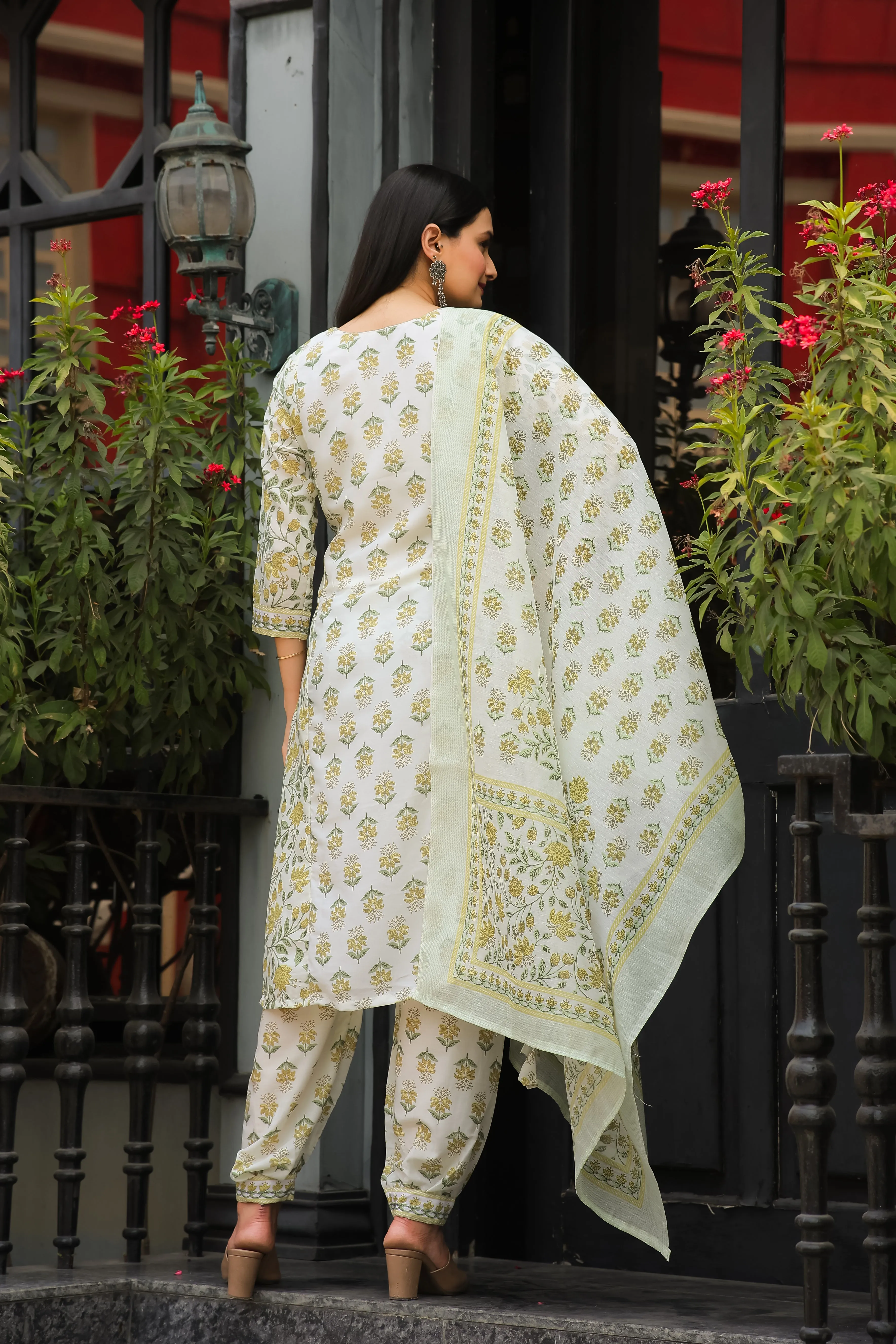 FRIFILL Elegant Printed Cotton Kurta Set for Women