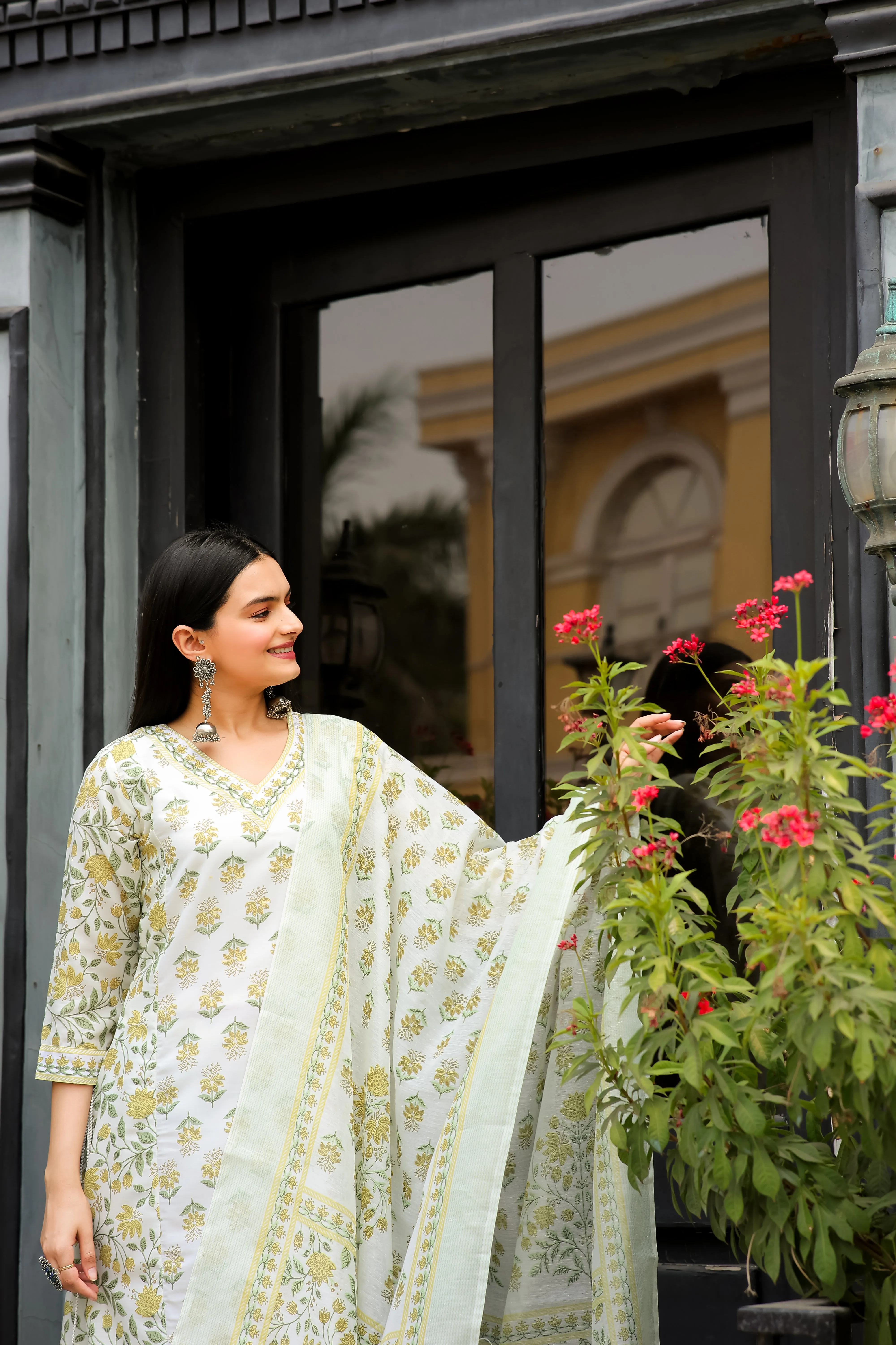 FRIFILL Elegant Printed Cotton Kurta Set for Women