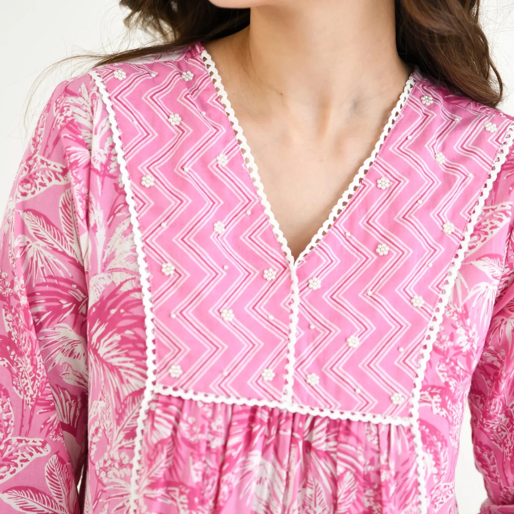 FRIFILL Elegant Printed Cotton Kurta Set for Women