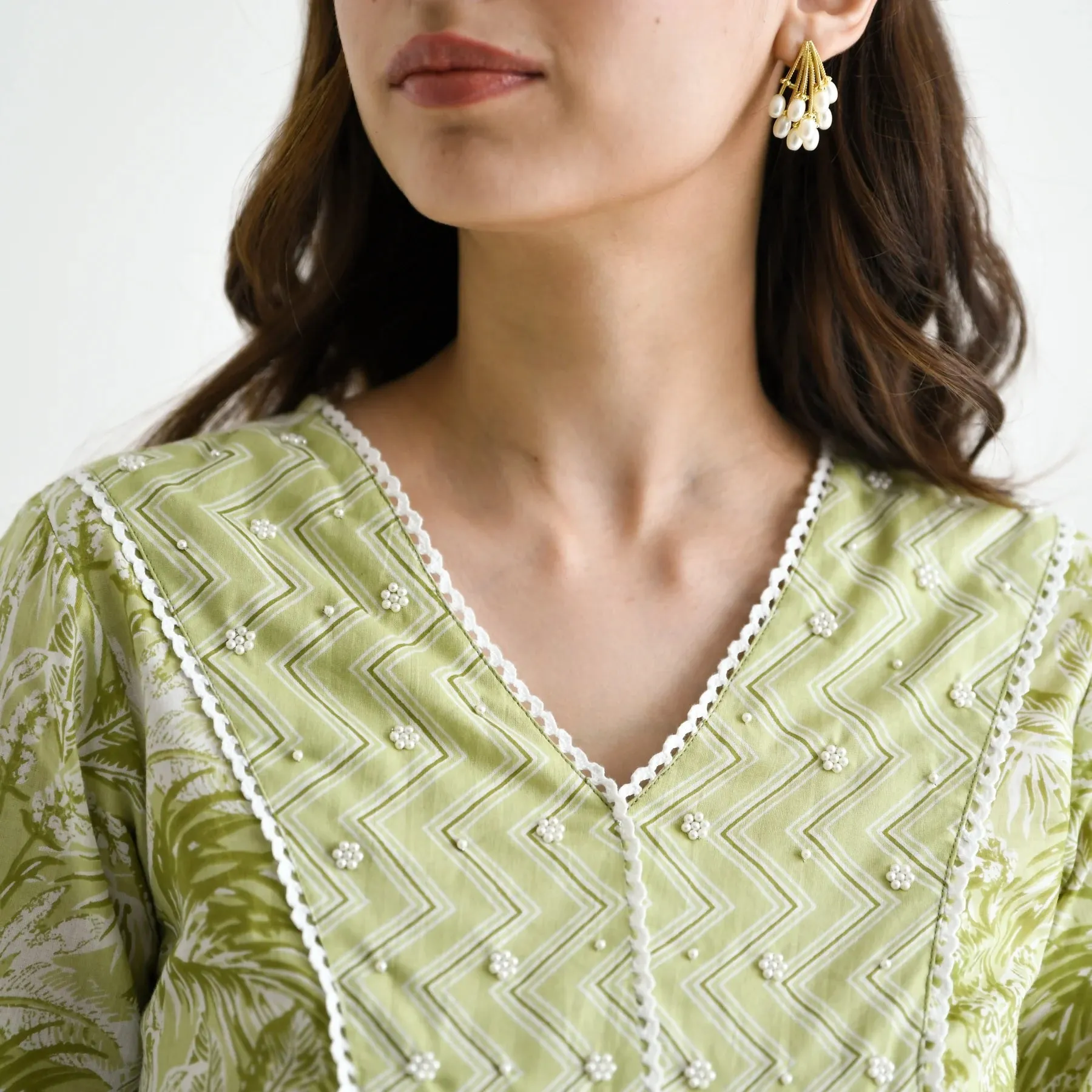 FRIFILL Elegant Printed Cotton Kurta Set for Women