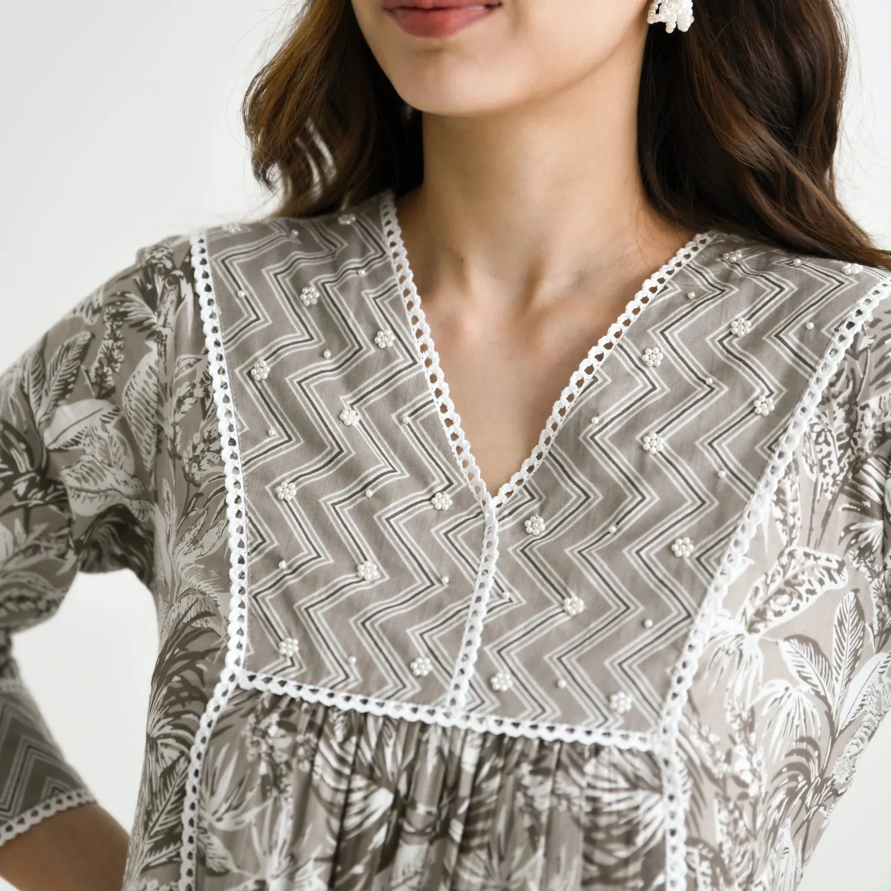 FRIFILL Elegant Printed Cotton Kurta Set for Women