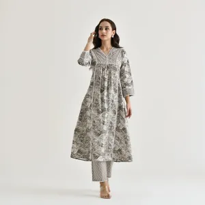 FRIFILL Elegant Printed Cotton Kurta Set for Women