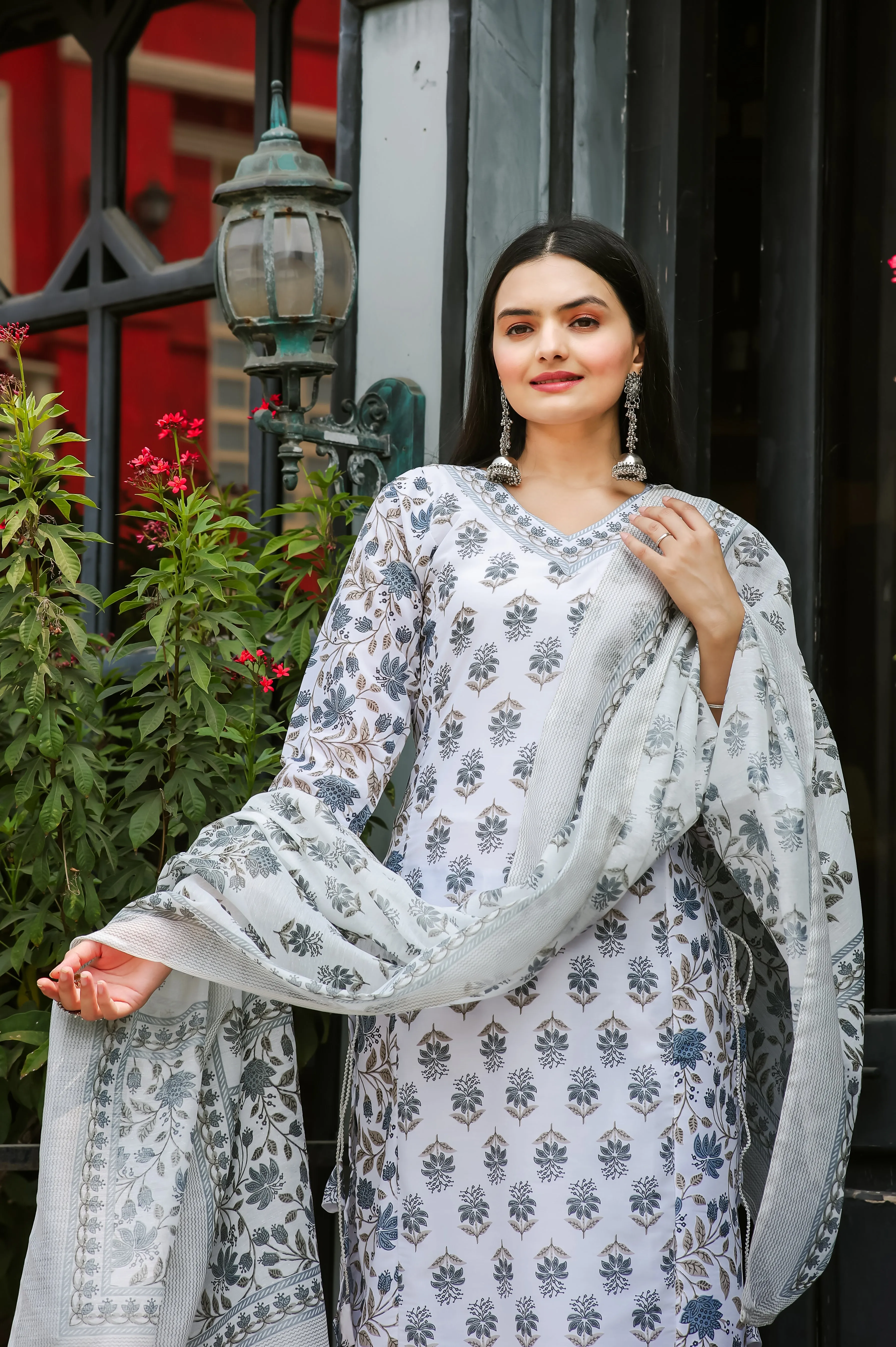FRIFILL Elegant Printed Cotton Kurta Set for Women