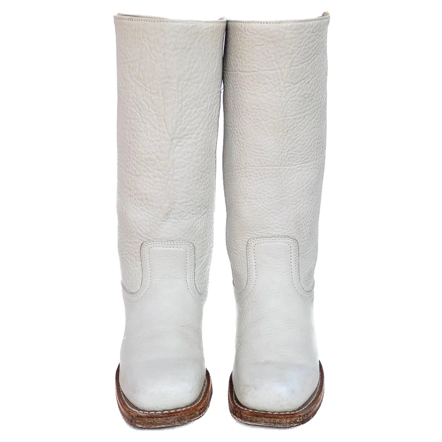 FRYE Campus 14L White Leather Tall Western Motorcycle Boots