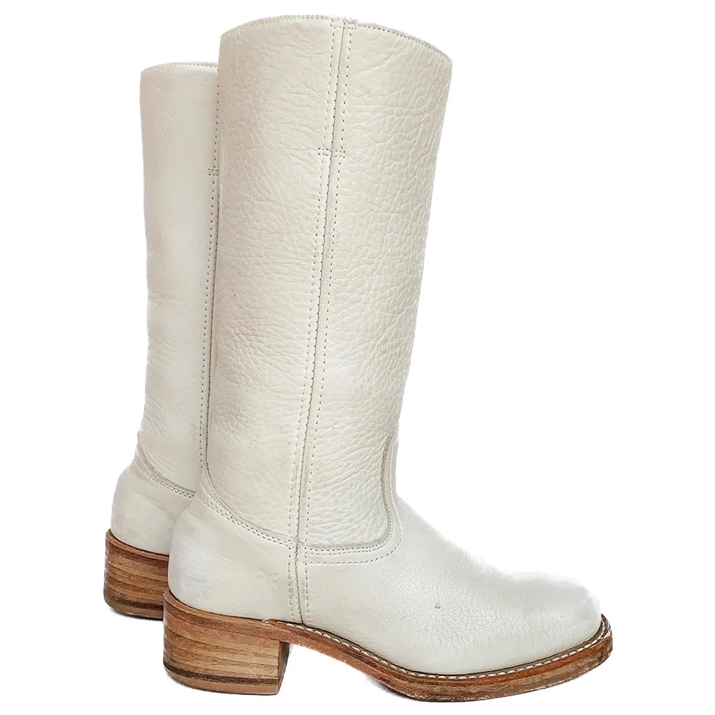 FRYE Campus 14L White Leather Tall Western Motorcycle Boots