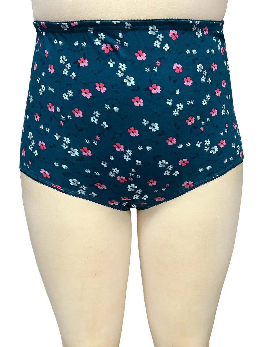 Full Briefs - BCO1010 Cotton - Teal/Green Print