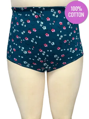 Full Briefs - BCO1010 Cotton - Teal/Green Print