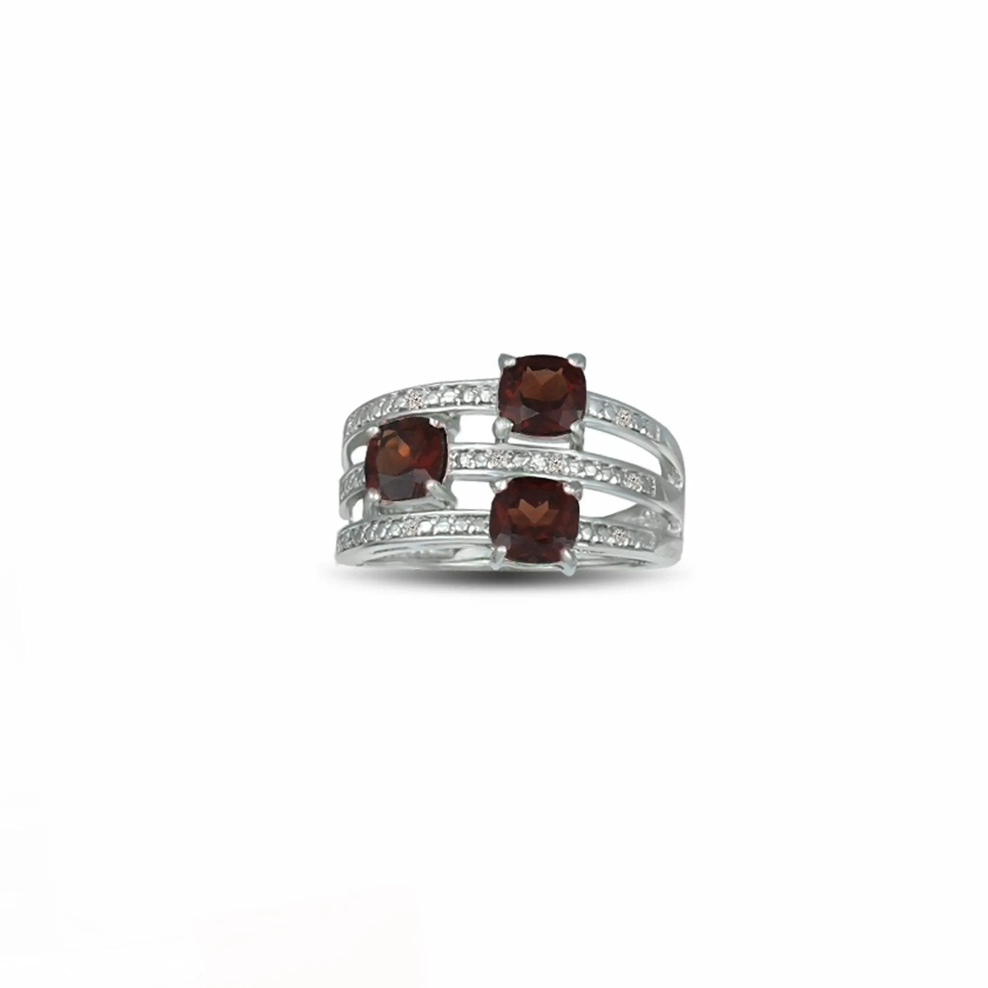 Garnet and Diamond Accent Ring in Sterling Silver
