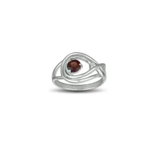 Garnet and Diamond Accent Ring in Sterling Silver