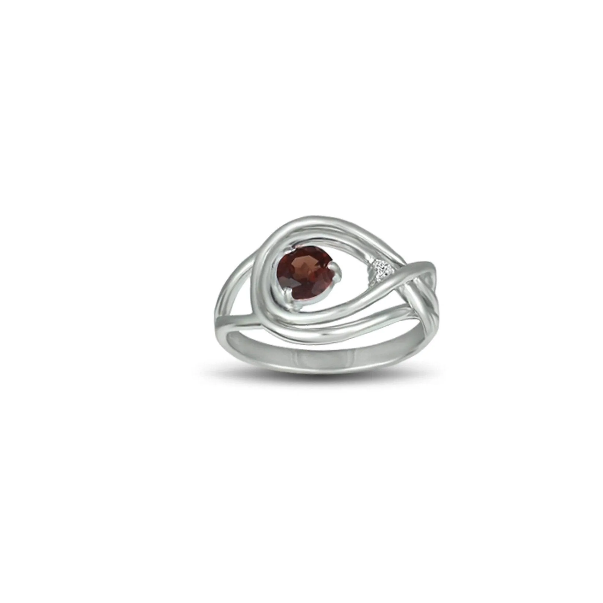 Garnet and Diamond Accent Ring in Sterling Silver