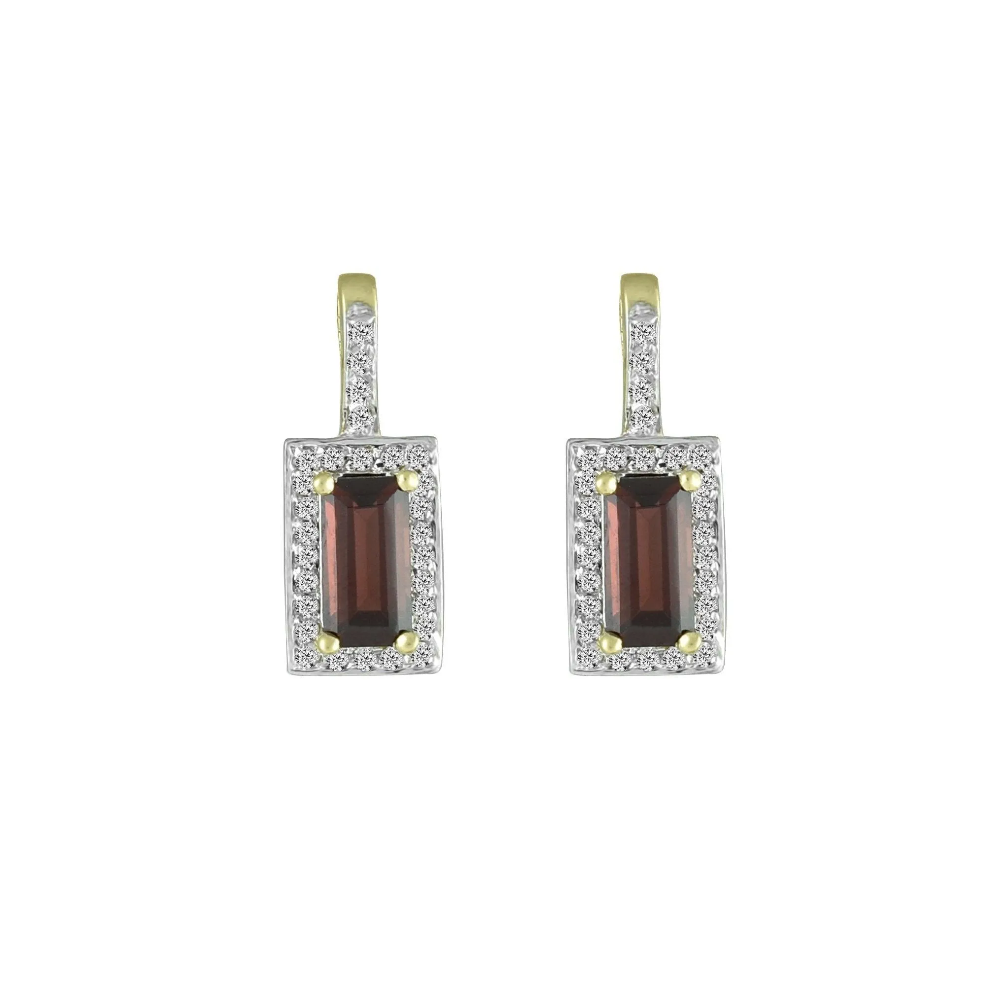 Garnet and Diamond Fashion Earrings in 10K Yellow Gold