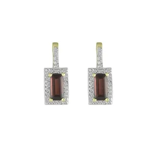 Garnet and Diamond Fashion Earrings in 10K Yellow Gold