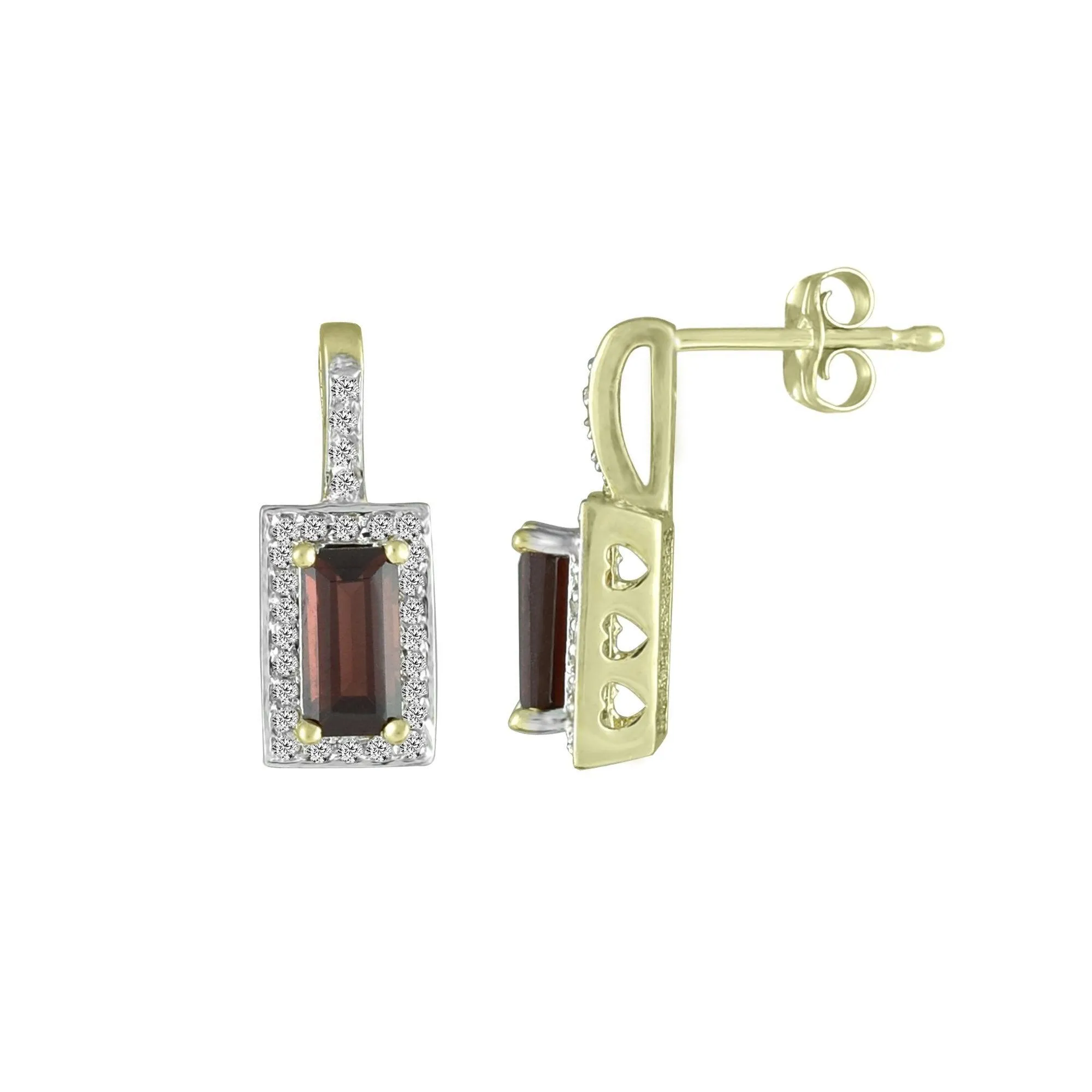 Garnet and Diamond Fashion Earrings in 10K Yellow Gold