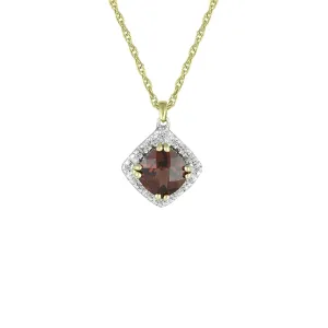 Garnet and Diamond Fashion Pendant in 10K Yellow Gold