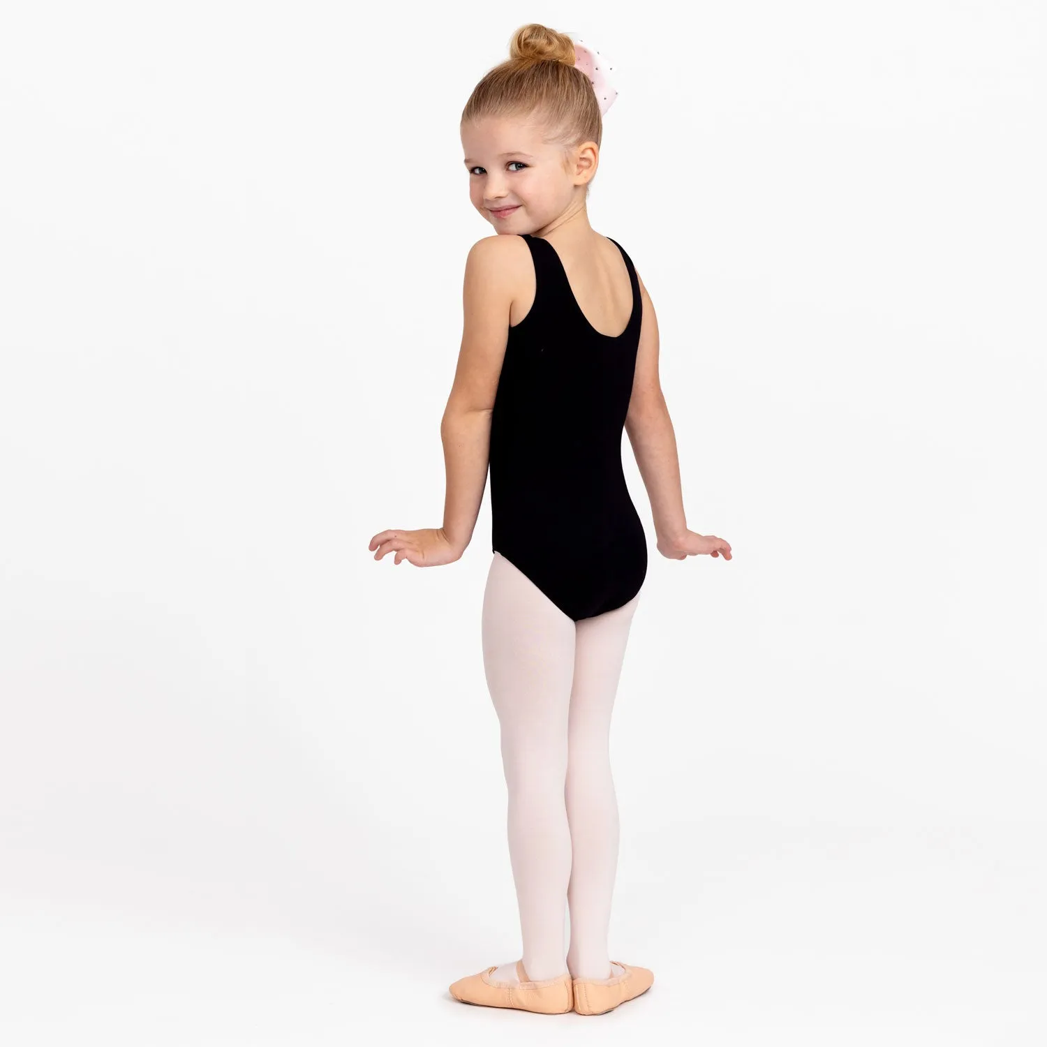 Gathered Tank Leotard in Black