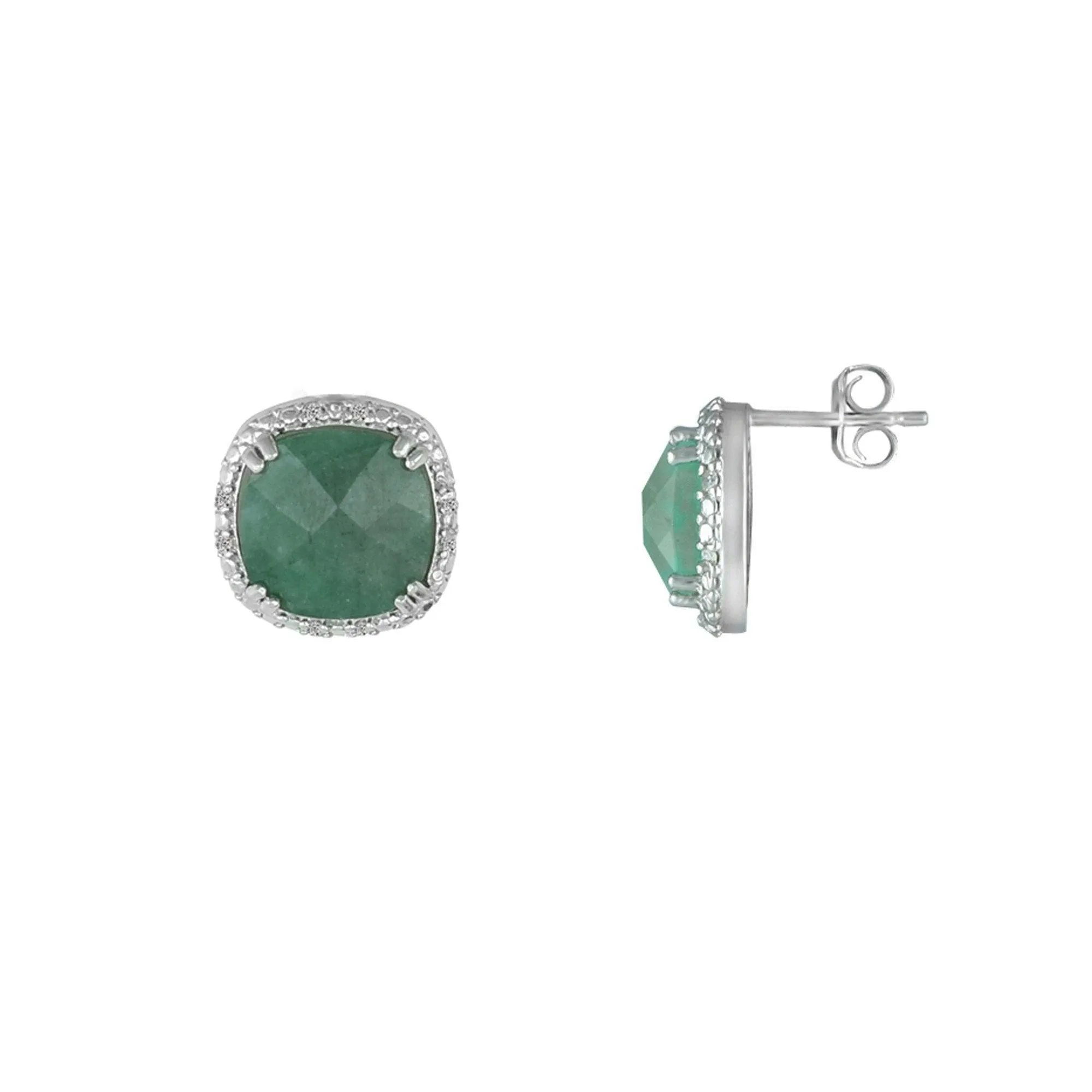 Genuine Emerald and Diamond Accent Stud Earrings