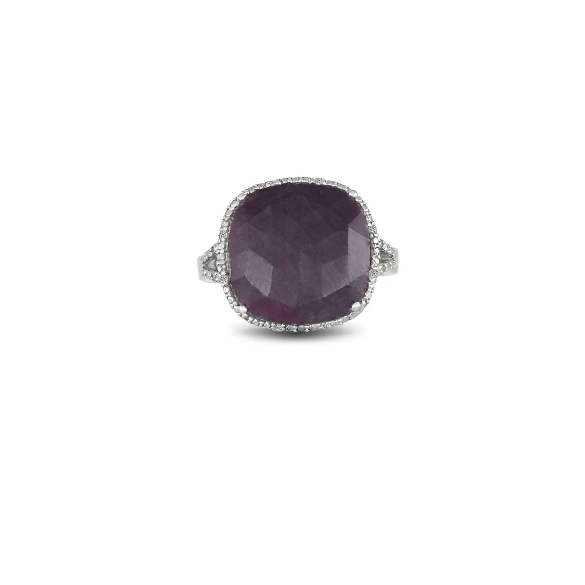 GENUINE Ruby and Diamond Accent Sterling Silver Ring
