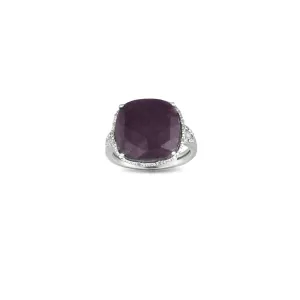 GENUINE Ruby and Diamond Accent Sterling Silver Ring