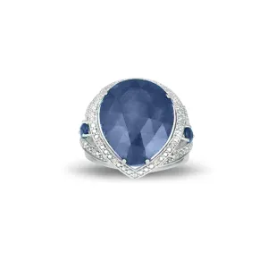 Genuine Sapphire and Diamond Accent Silver Ring