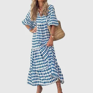 Geometric Aura™ | Women's Geometric Print Dress | Lightweight, Breathable Fabric & Stylish Design