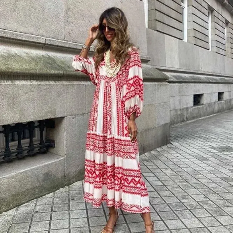 Geometric Aura™ | Women's Geometric Print Dress | Lightweight, Breathable Fabric & Stylish Design