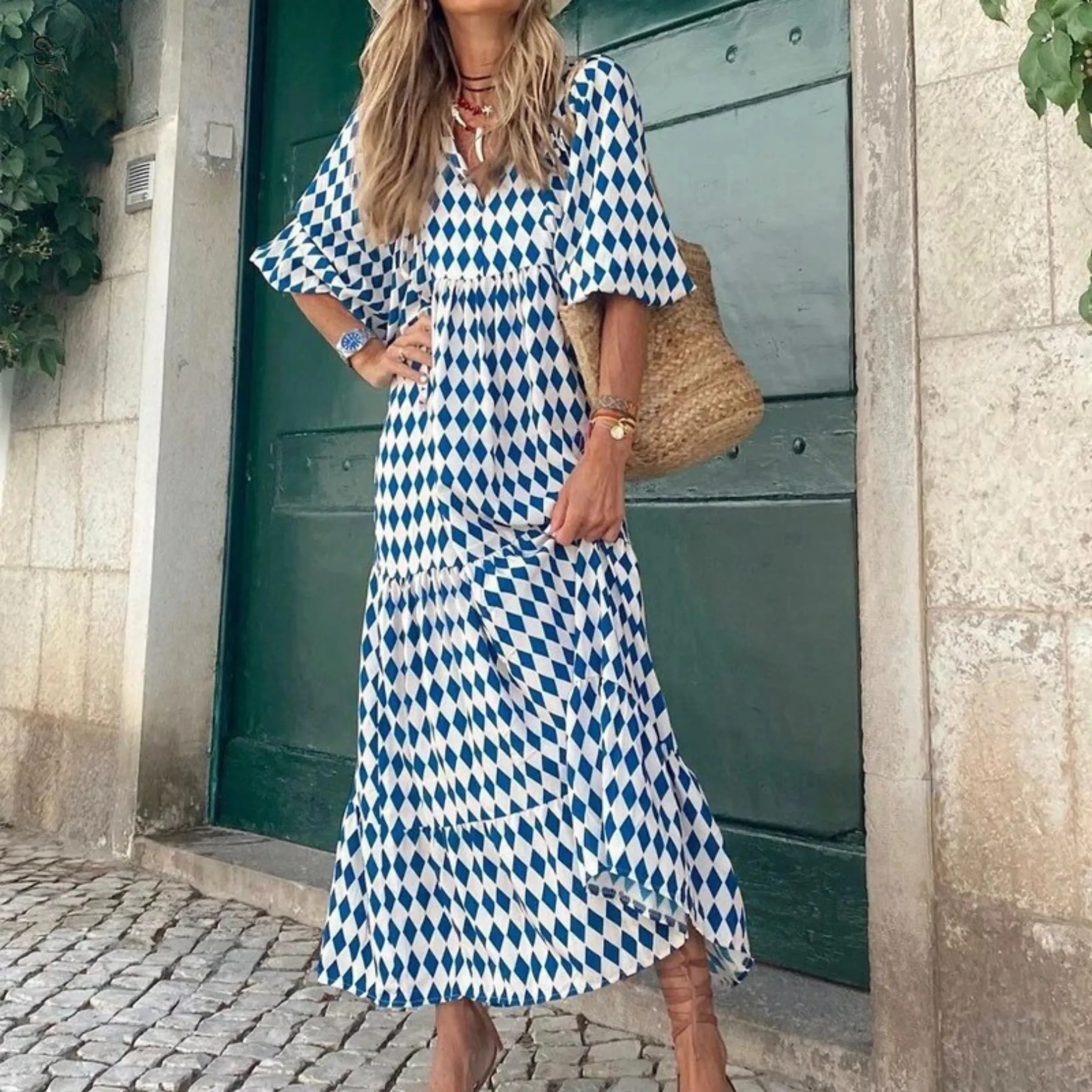 Geometric Aura™ | Women's Geometric Print Dress | Lightweight, Breathable Fabric & Stylish Design
