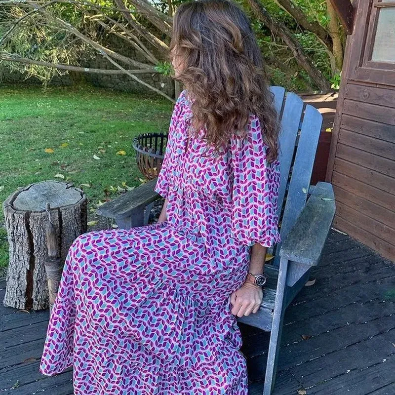 Geometric Aura™ | Women's Geometric Print Dress | Lightweight, Breathable Fabric & Stylish Design