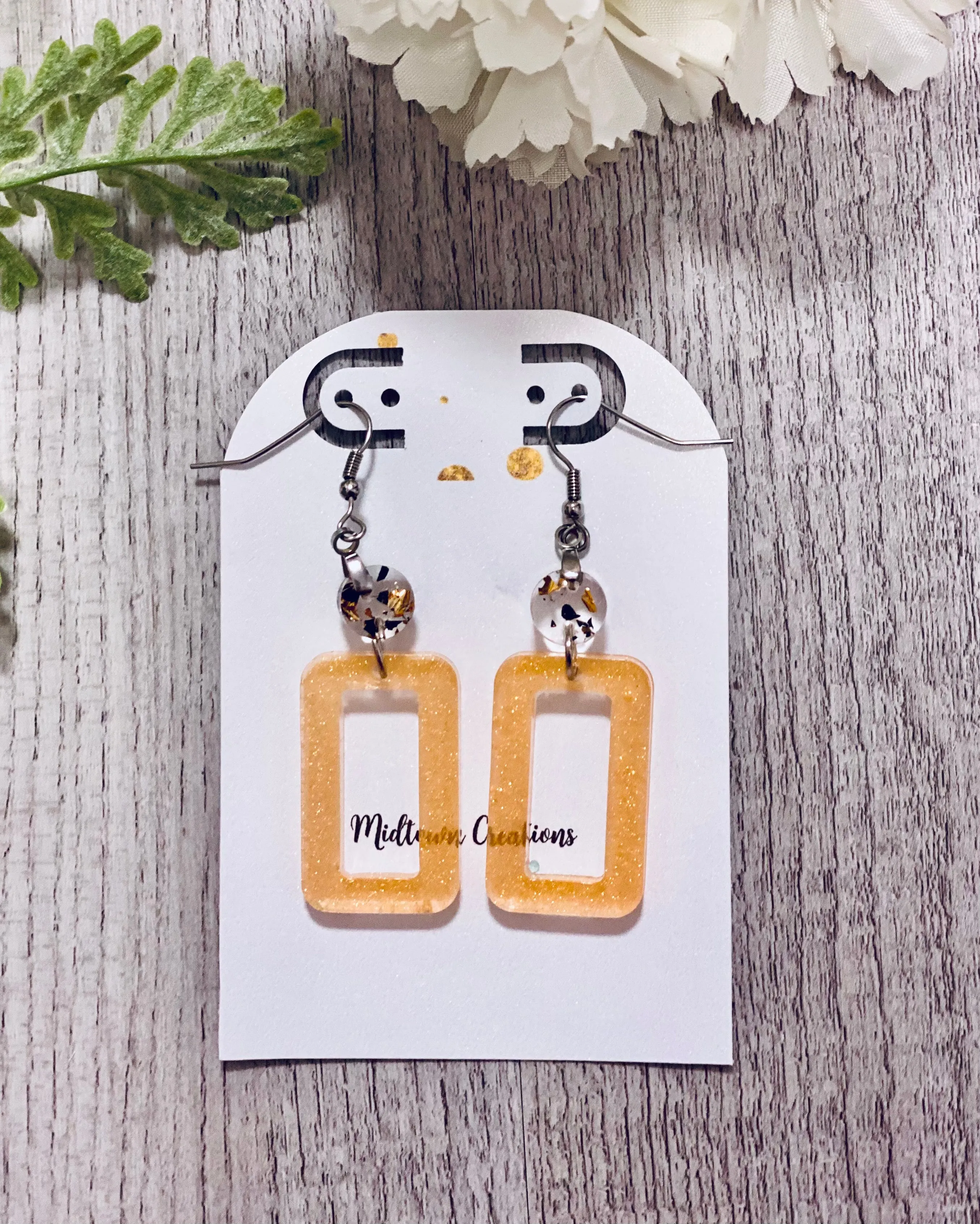Geometric Dangle Resin Earrings