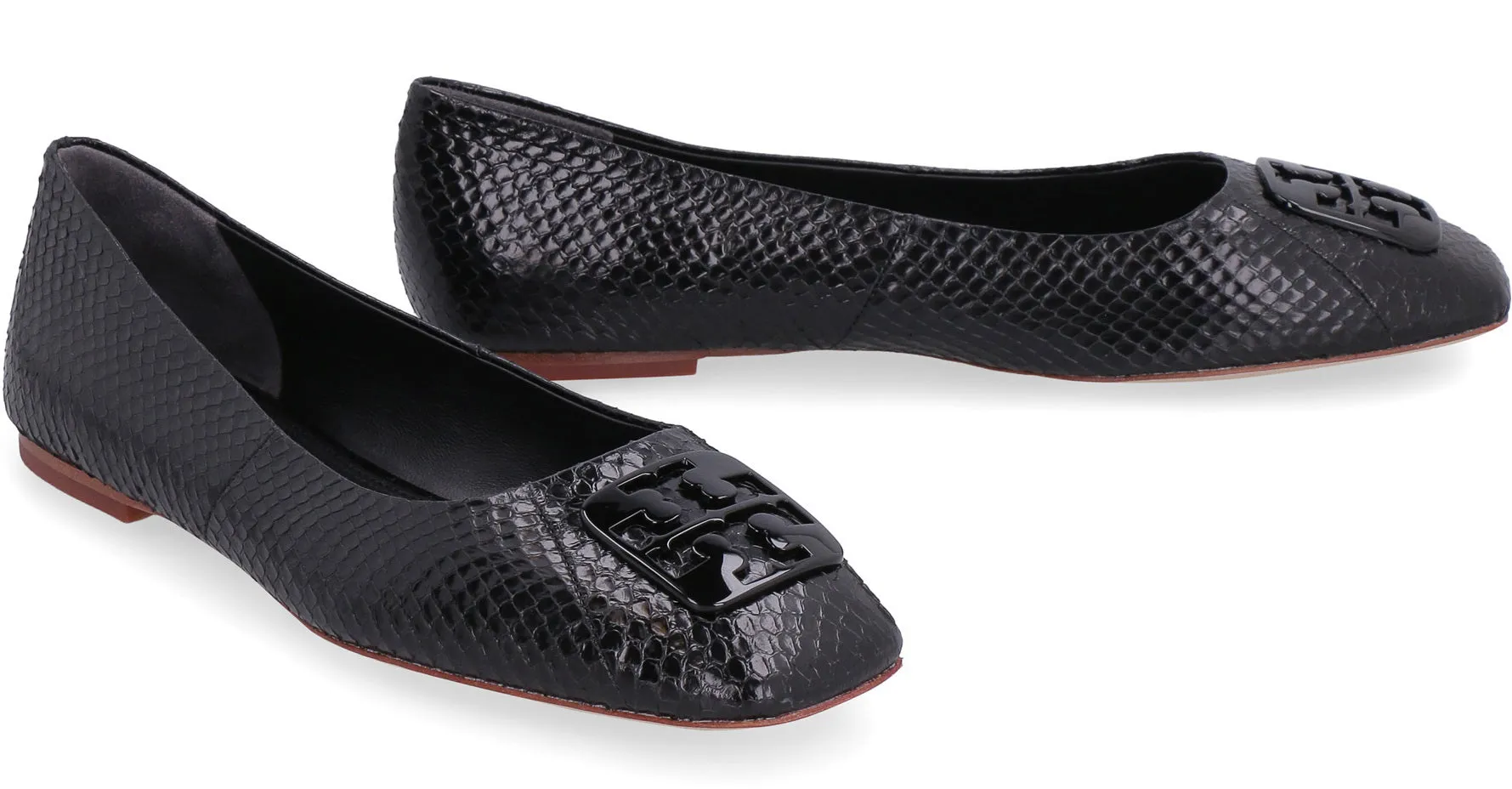 Georgia snakeskin leather ballet flats