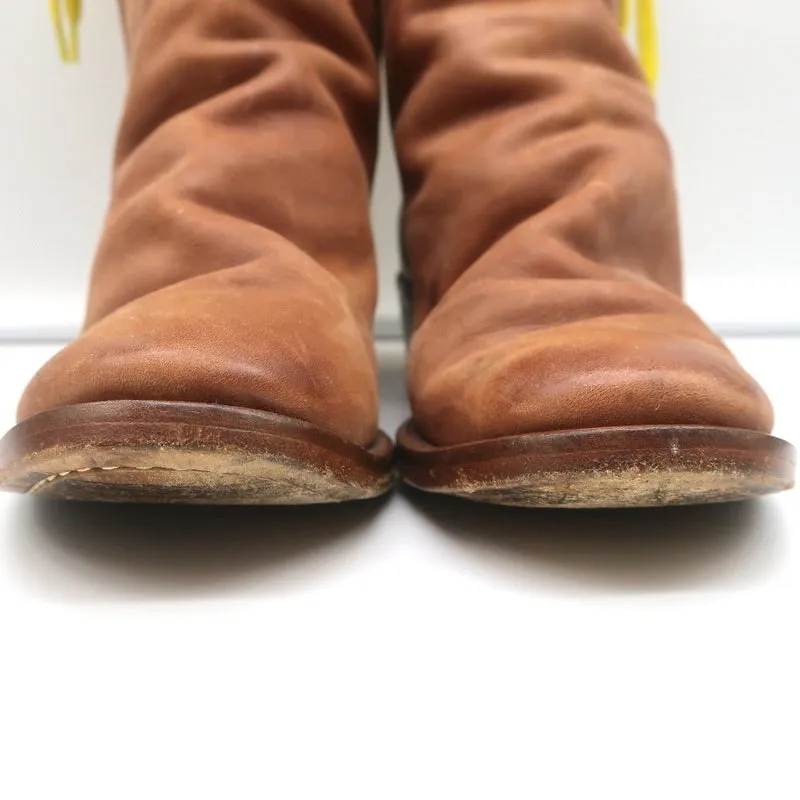 Georgina Goodman Billy Lace-Back Flat Boots Brown Leather Size 38