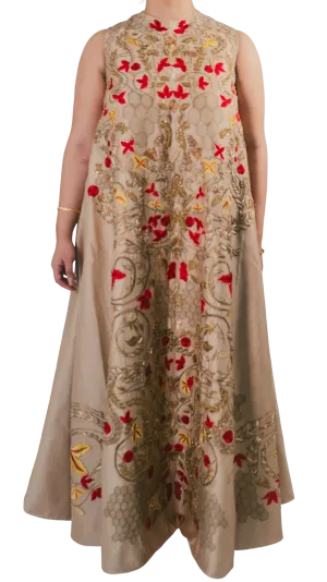 Gold Embroidered Sleeveless Kurta