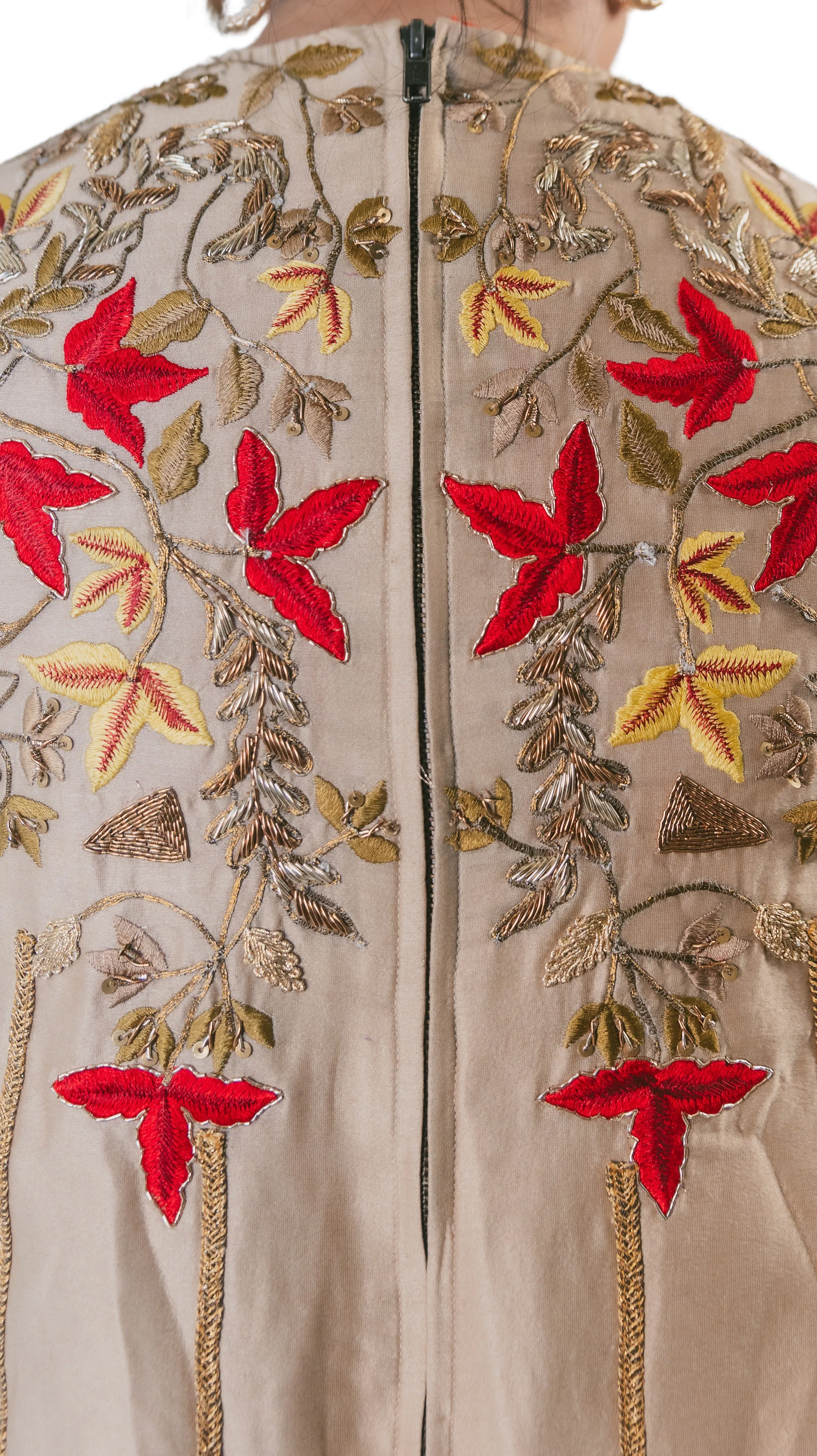 Gold Embroidered Sleeveless Kurta