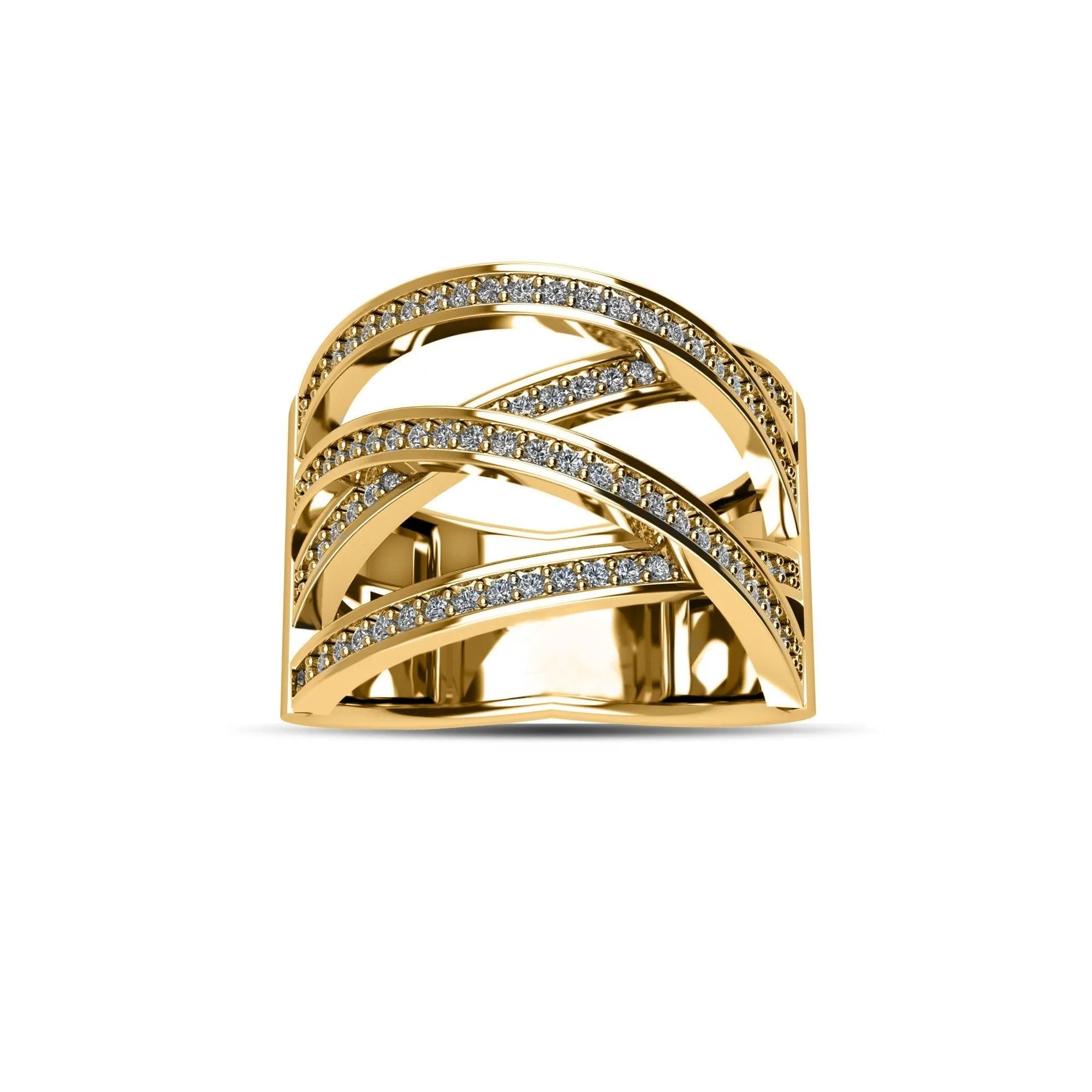 Gold Plated Cubic Zirconia Fashion Ring in Sterling Silver