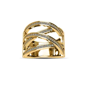 Gold Plated Cubic Zirconia Fashion Ring in Sterling Silver