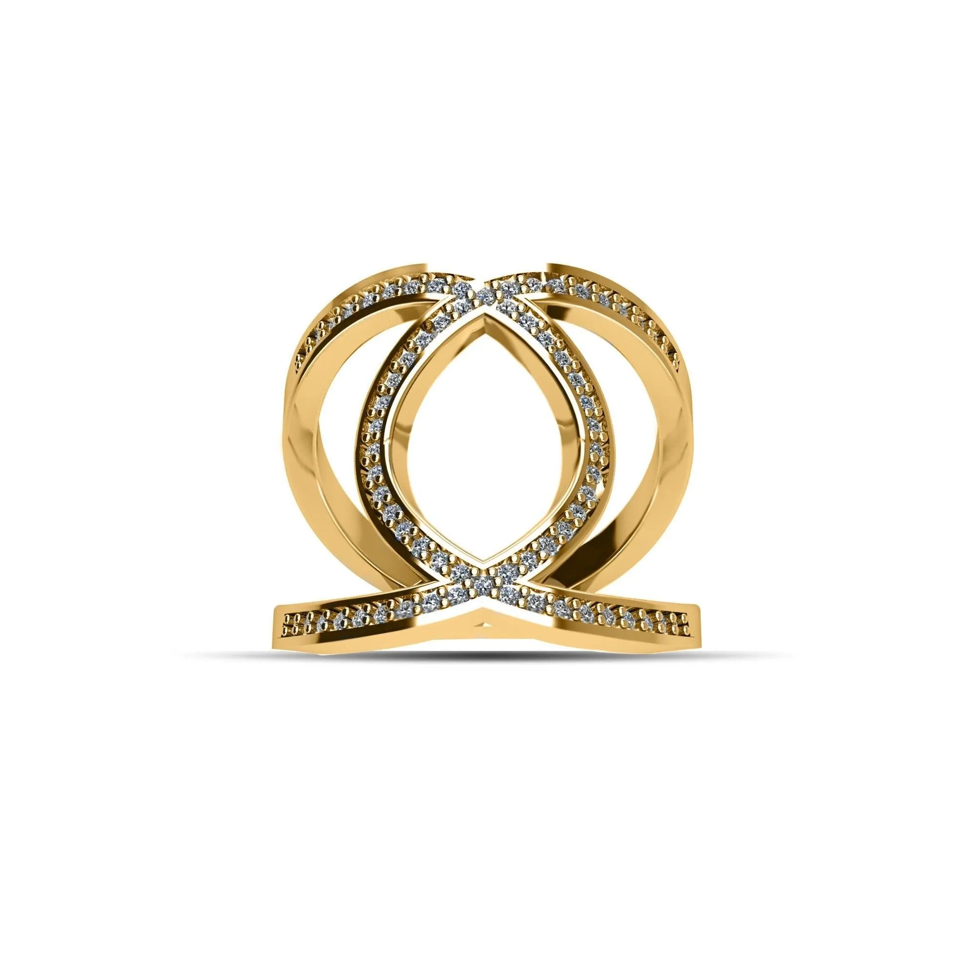 Gold Plated Cubic Zirconia Fashion Ring in Sterling Silver