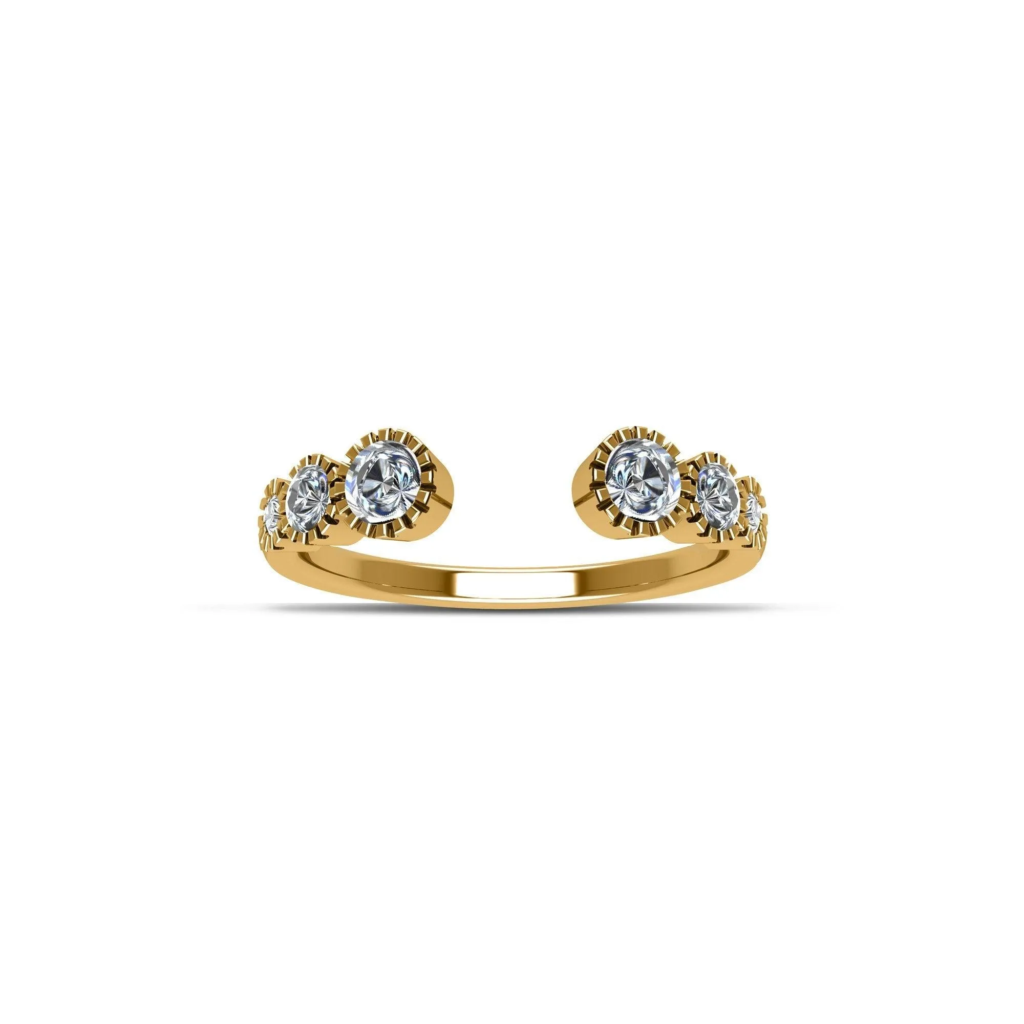 Gold Plated Cubic Zirconia Fashion Stackable Ring in Sterling Silver