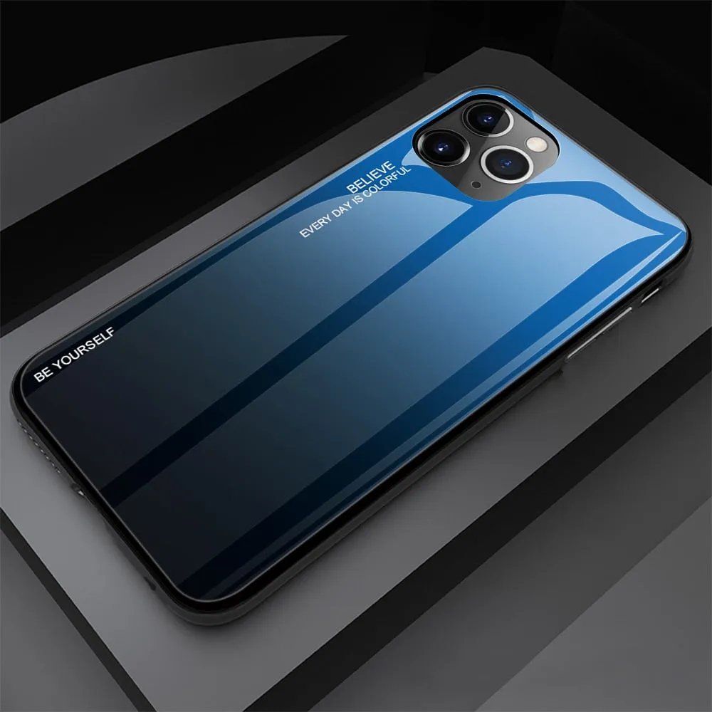 Gradient Tempered Glass Case For iPhone