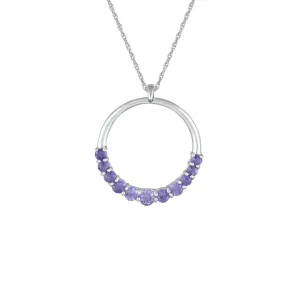 Graduated Amethyst Pendant in 10K White Gold