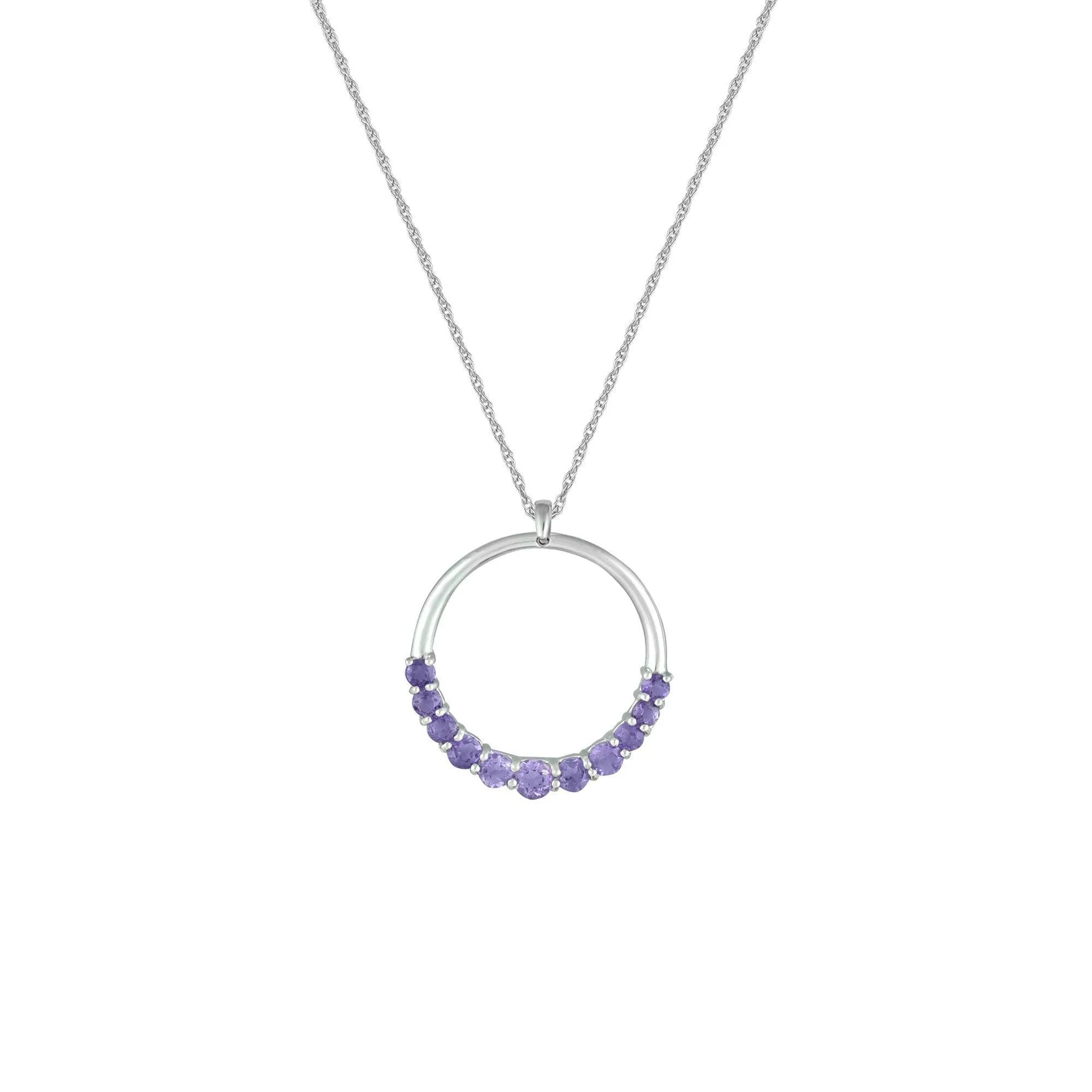 Graduated Amethyst Pendant in 10K White Gold
