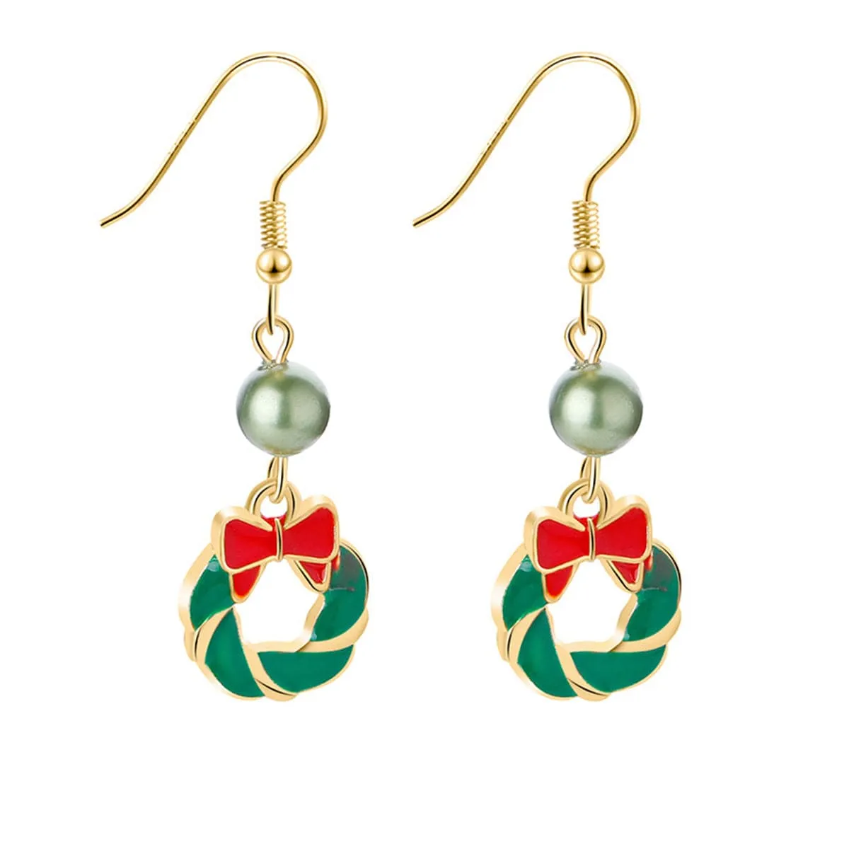 Green Enamel & Acrylic 18K Gold-Plated Bow Wreath Drop Earrings