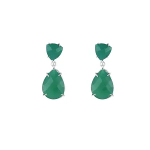 Green Onyx Fashion Earrings in Sterling Silver