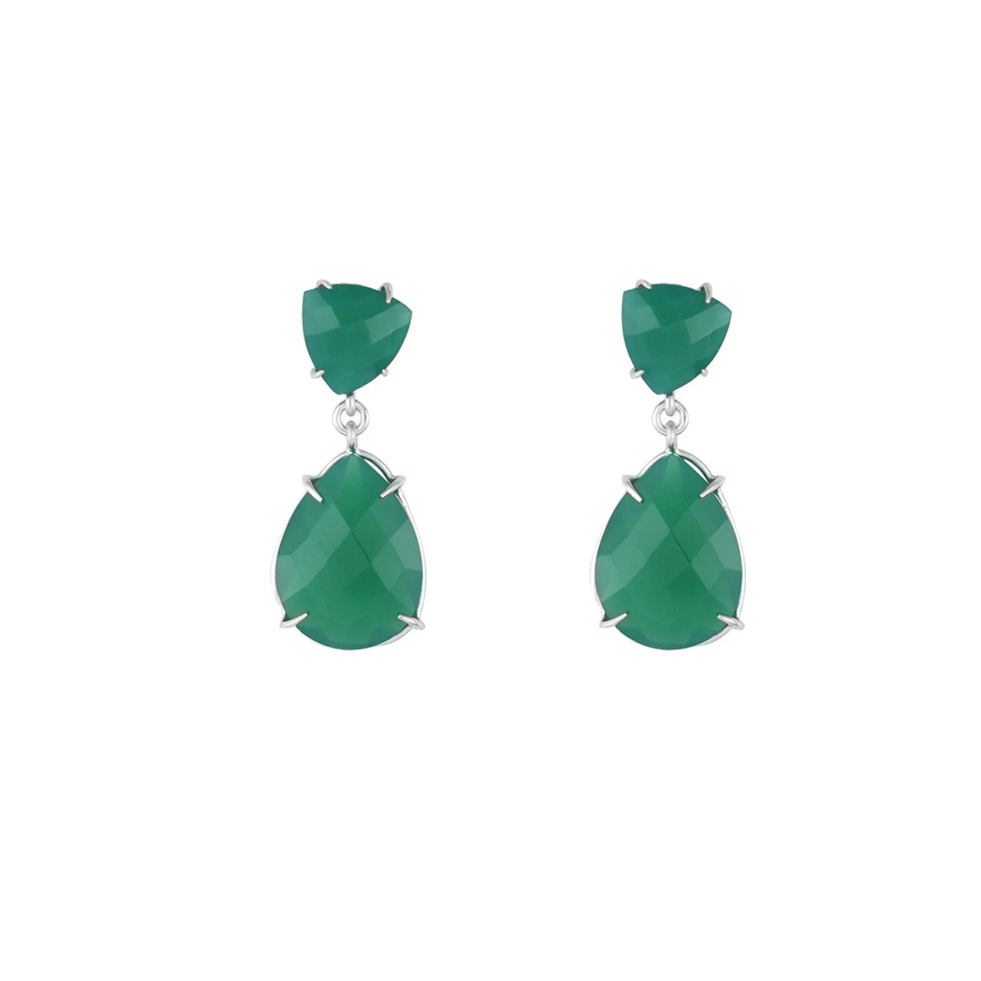 Green Onyx Fashion Earrings in Sterling Silver