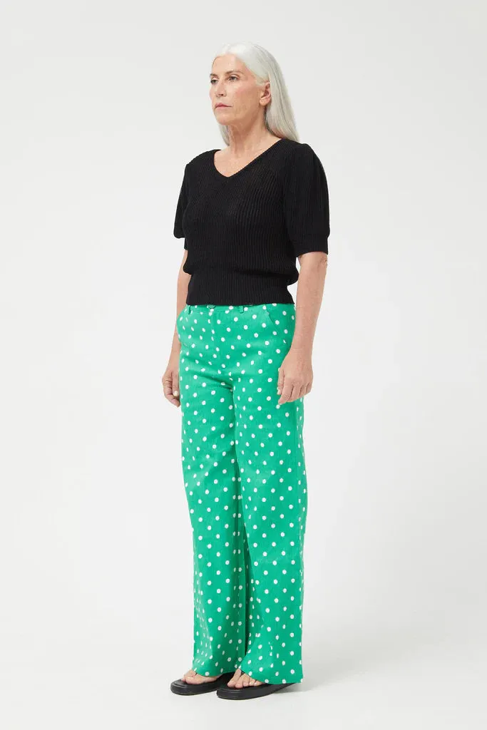 Green Polka Dot Straight Jeans