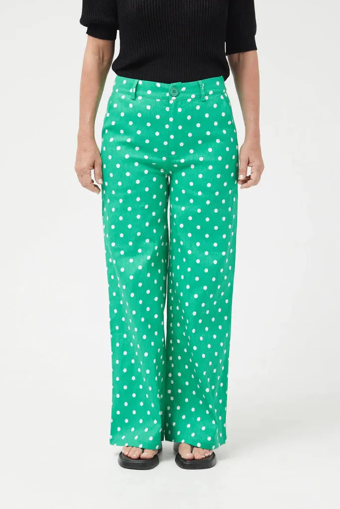 Green Polka Dot Straight Jeans