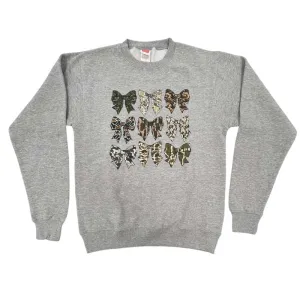 Grid Camo Bow Crewneck Sweatshirt