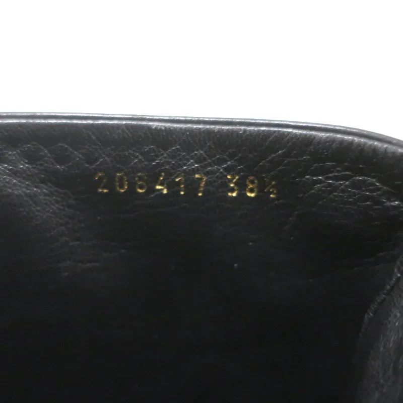 Gucci Babouska Studded Heel Knee High Boots Black Leather Size 38.5